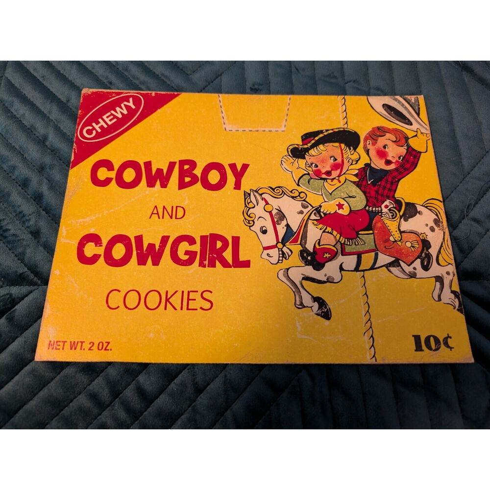 Retro Reproduction Chewy Cowboy Cowgirl Cookies Advertising Sign Nabisco 10x8